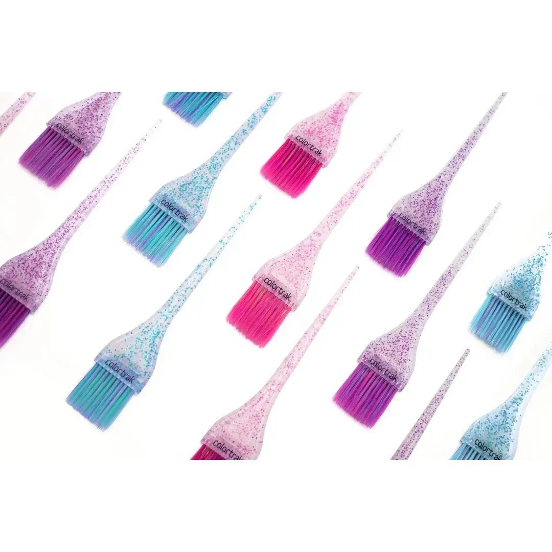 Colortrak 1.25" Mini Glitter Brushes with colorful feather bristles 3 Pack - Beautifox